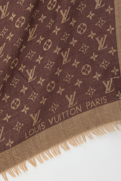 Louis Vuitton Cashmere & Wool Monogram Scarf