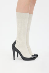 Chanel Patent & Ribbed Knit Sock Boot