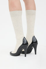 Chanel Patent & Ribbed Knit Sock Boot