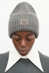 Acne Studios Grey Ribbed Face Logo Beanie