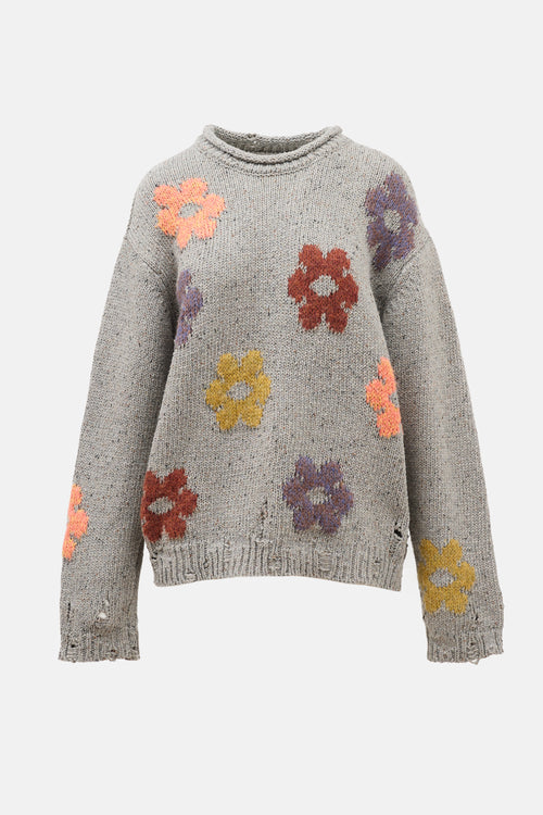 Acne Studios Distressed Floral Sweater