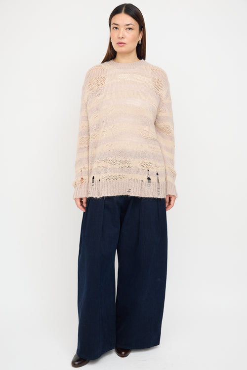 Acne Studios Taupe & Beige Mixed Yarn Striped Sweater