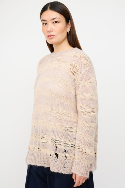 Acne Studios Taupe & Beige Mixed Yarn Striped Sweater