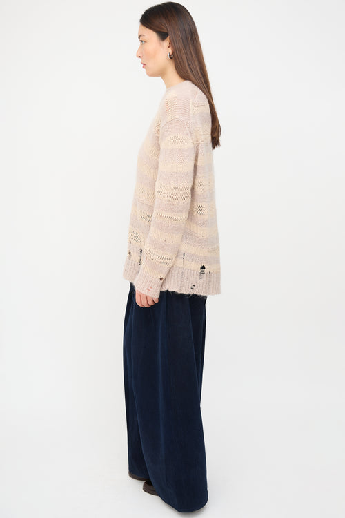 Acne Studios Taupe & Beige Mixed Yarn Striped Sweater