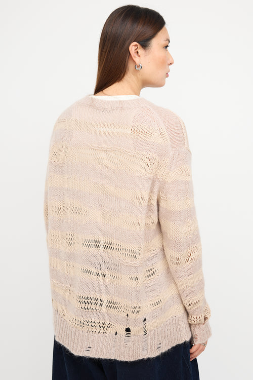 Acne Studios Taupe & Beige Mixed Yarn Striped Sweater