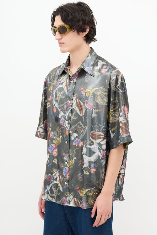 Acne Studios X Per B. Sundberg Metallic Grey Print Shirt