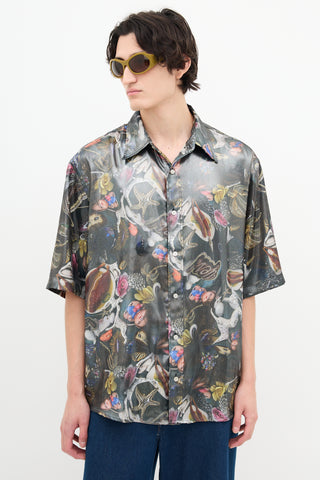 Acne Studios X Per B. Sundberg Metallic Grey Print Shirt