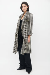 Chanel Spring 2006 Black & White Silk Houndstooth Coat