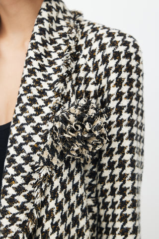 Chanel Spring 2006 Black & White Silk Houndstooth Coat