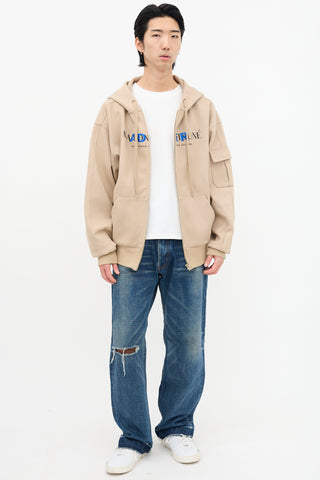 ADER Error X Maison Kitsune Beige Logo Hoodie