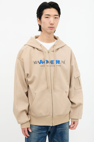 ADER Error X Maison Kitsune Beige Logo Hoodie