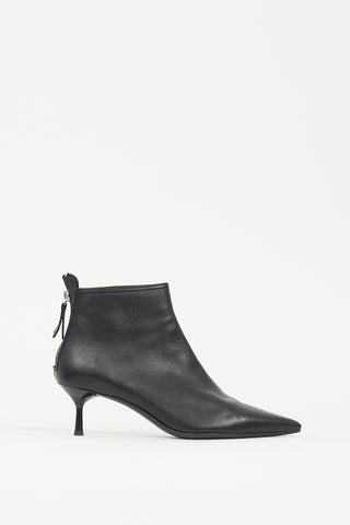 AGL Black Leather Pointed Ankle Boot