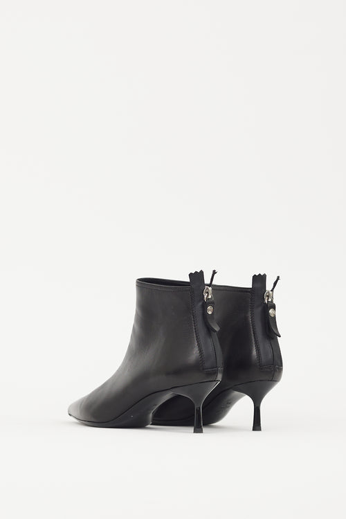 AGL Black Leather Pointed Ankle Boot