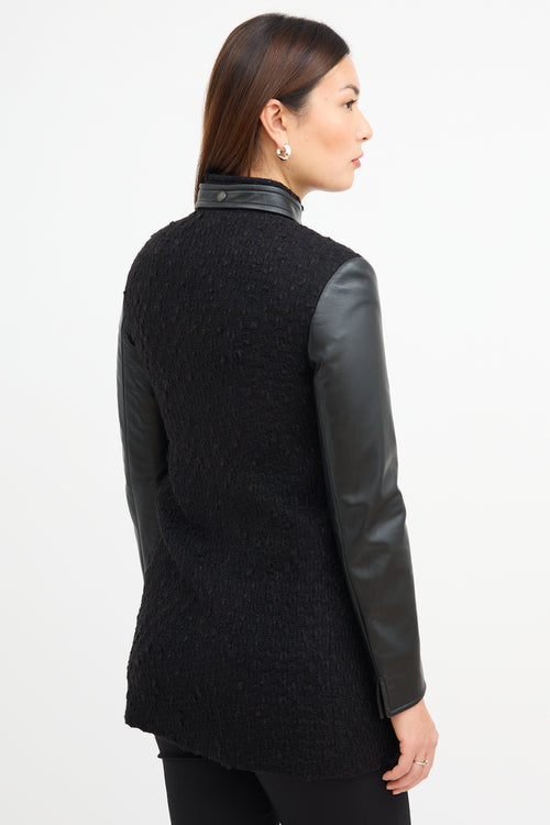 Akris Wool Tweed & Black Leather Jacket