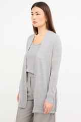 Akris Grey Wool Drawcord Cardigan