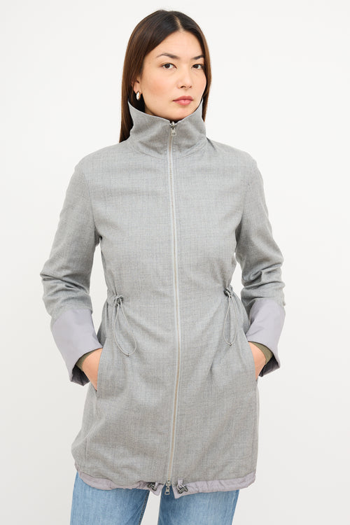 Akris Grey Wool Reversible Coat