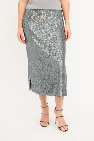 Akris Dark Grey Sequin Midi Skirt