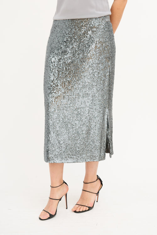 Akris Dark Grey Sequin Midi Skirt