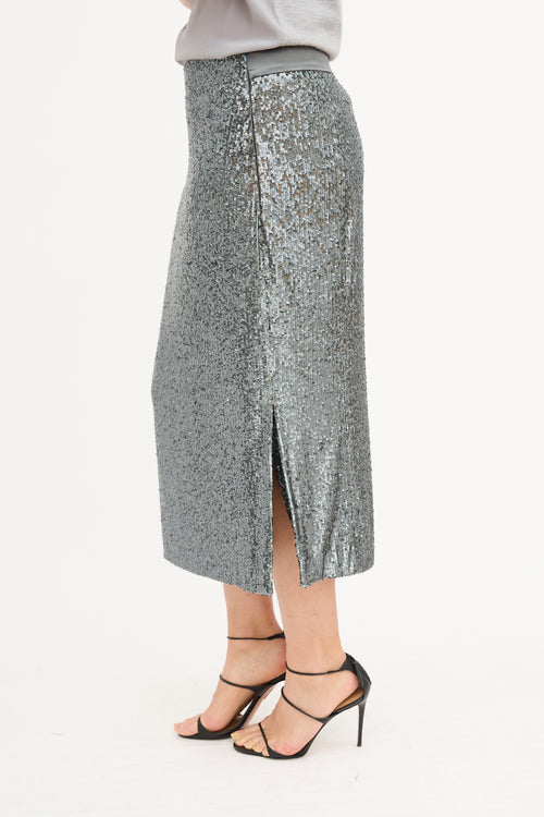 Akris Dark Grey Sequin Midi Skirt