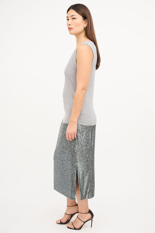 Akris Grey Silk & Wool Tank