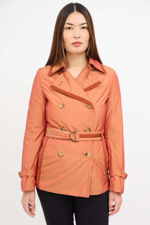 Akris Iridescent Orange Nylon Trench Jacket