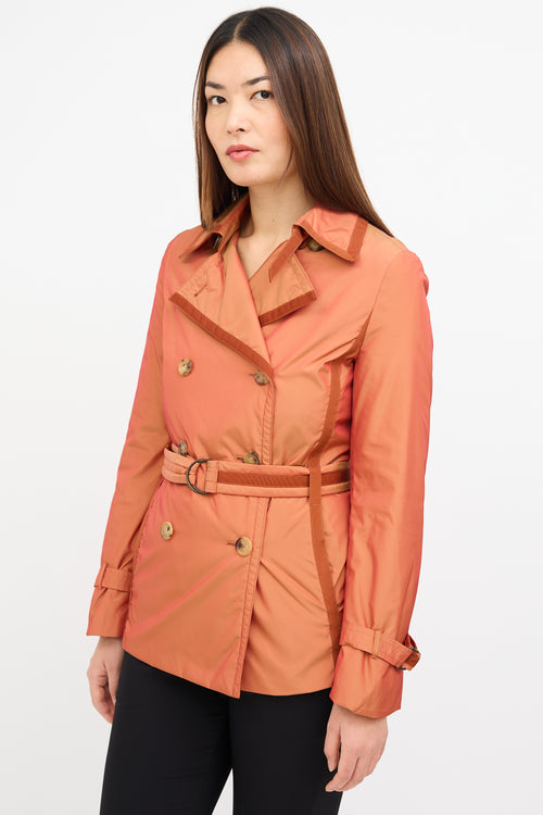 Akris Iridescent Orange Nylon Trench Jacket