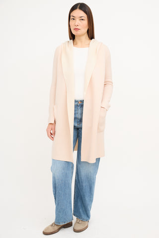 Akris Pink & Cream Cashmere Wrap Coat