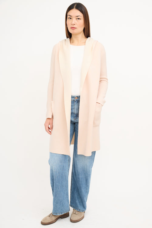 Akris Pink & Cream Cashmere Wrap Coat