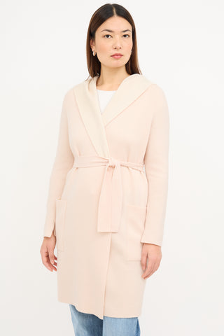 Akris Pink & Cream Cashmere Wrap Coat