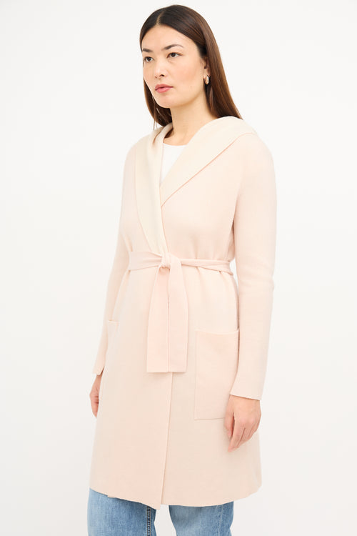 Akris Pink & Cream Cashmere Wrap Coat