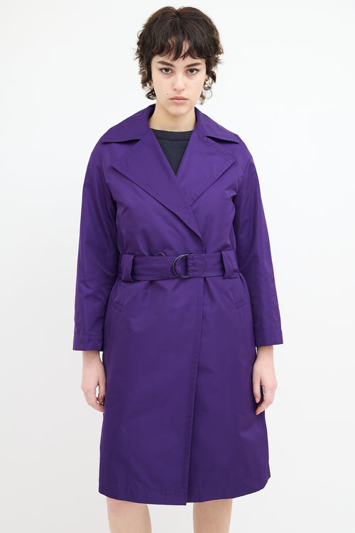 Akris Purple Satin Mid Length Trench Coat