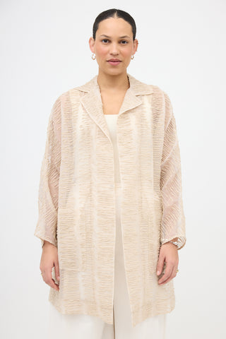 Akris Silk Embroidered Open Blazer