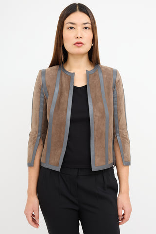 Akris Brown Suede & Grey Leather Jacket