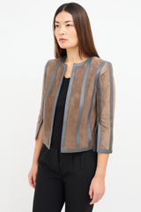 Akris Brown Suede & Grey Leather Jacket