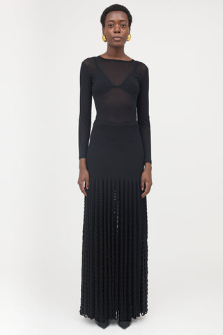 Alaïa Knit Pleated Maxi Skirt