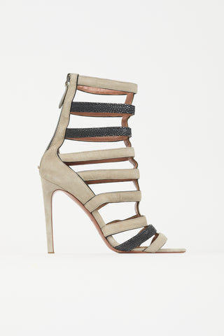 Alaïa Suede Caged Sandal
