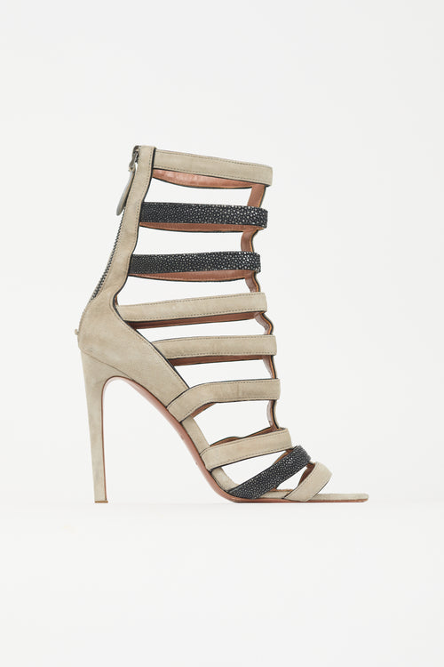 Alaïa Suede Caged Sandal