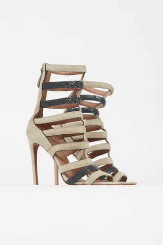 Alaïa Suede Caged Sandal