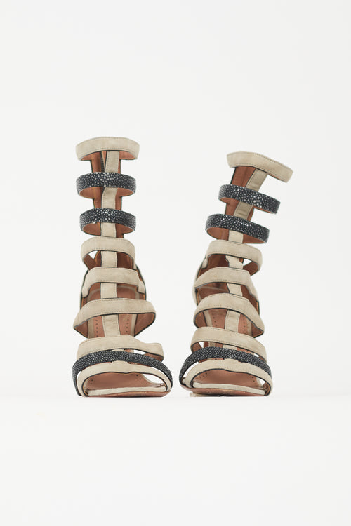 Alaïa Suede Caged Sandal