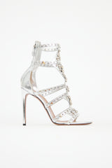 Alaïa Metallic Leather Caged Grommet Sandal