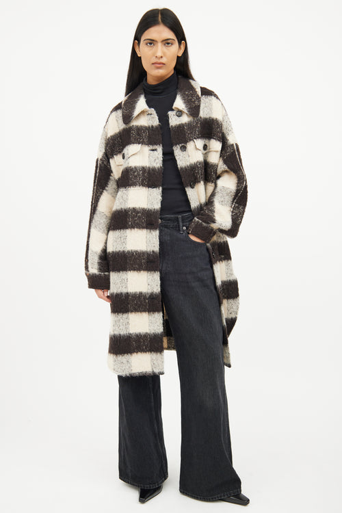 A.L.C. Black & Grey Plaid Wool Coat