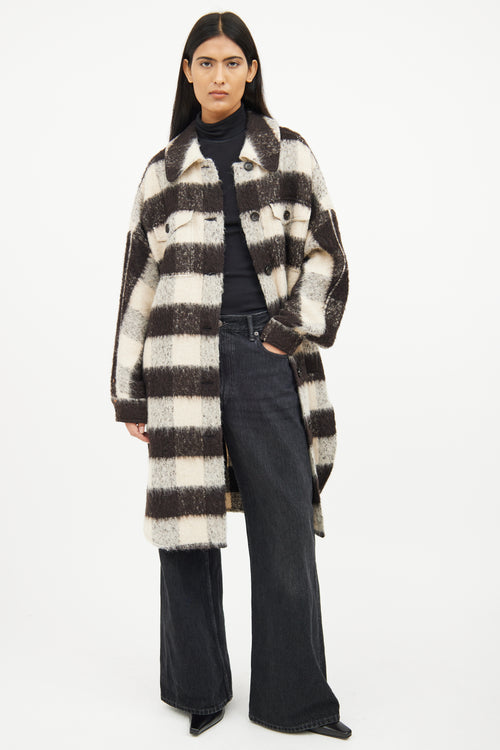 A.L.C. Black & Grey Plaid Wool Coat