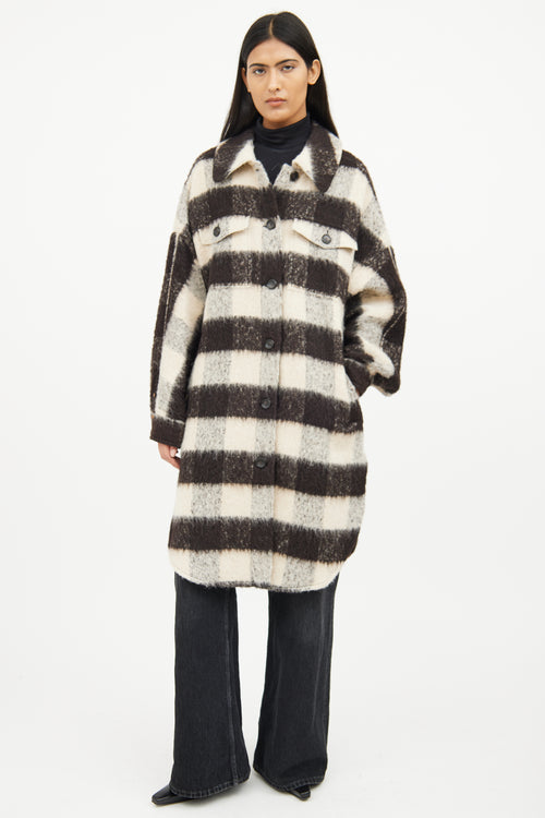 A.L.C. Black & Grey Plaid Wool Coat