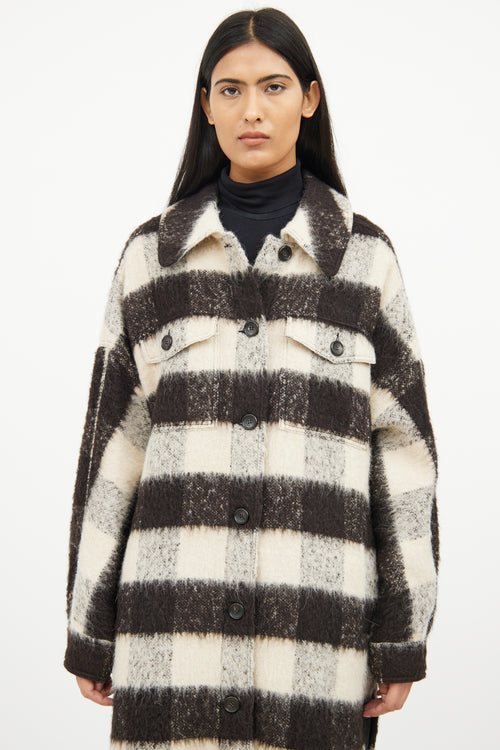 A.L.C. Black & Grey Plaid Wool Coat