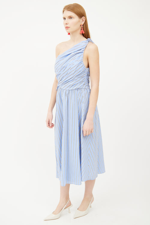 A.L.C. Blue Multi Stripe Asymmetrical Dress