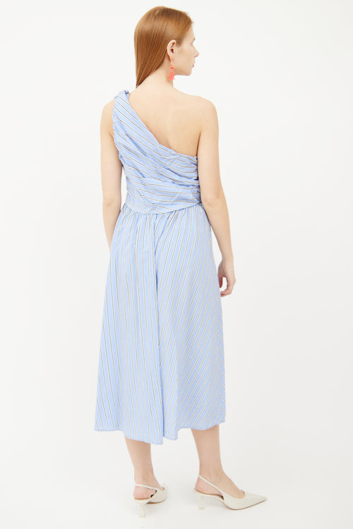 A.L.C. Blue Multi Stripe Asymmetrical Dress