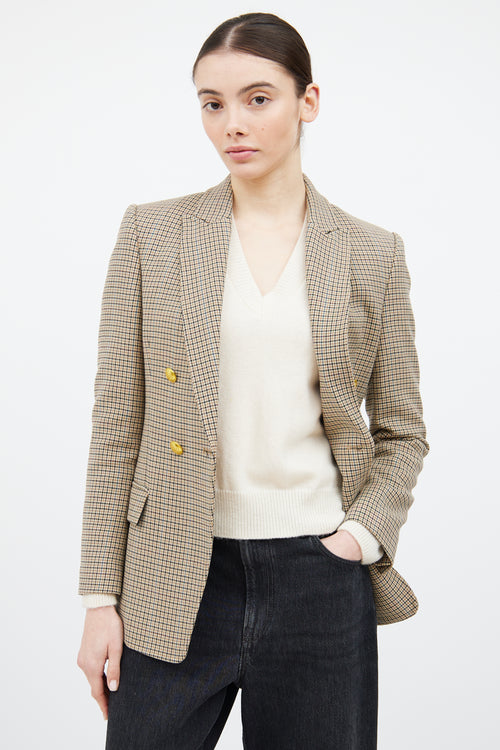 A.L.C. Beige & Multicolour Houndstooth Plaid Blazer