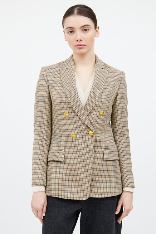 A.L.C. Beige & Multicolour Houndstooth Plaid Blazer