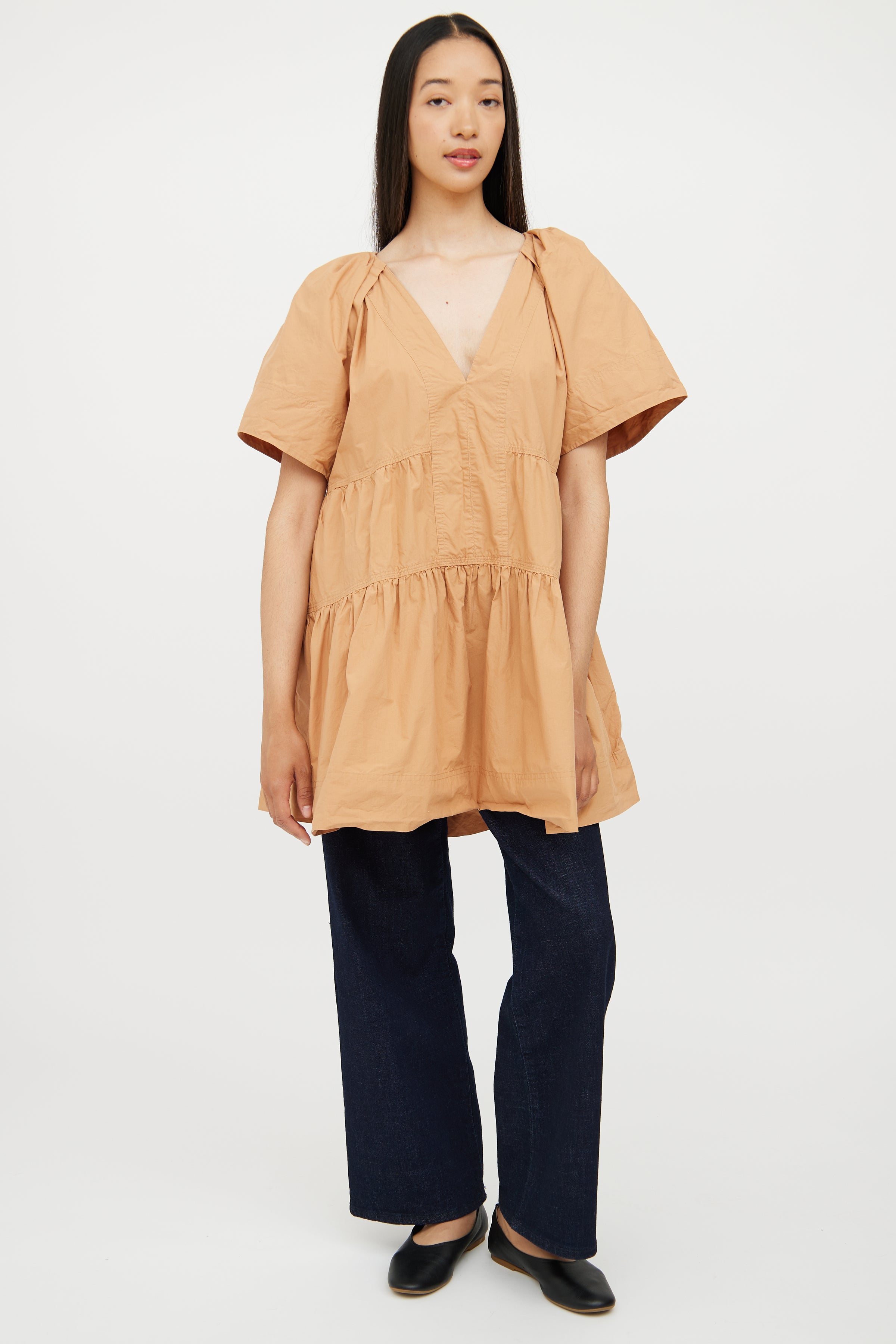 A.L.C. // Brown Cotton Tiered Mini Dress VSP Consignment A.L.C. // Brown Cotton Tiered Mini Dress VSP Consignment