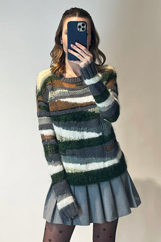A.L.C. Grey Green Multi Coloured Long Sleeve Sweater